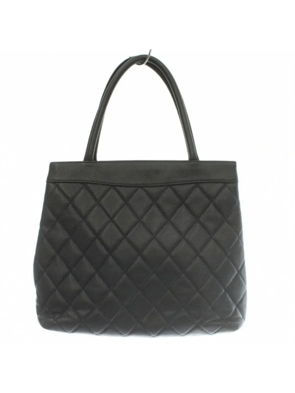 Chanel Quilted Caviar Leather Tote Bag Hand CC Logo Black